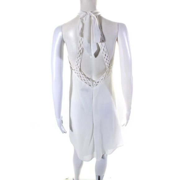 Ellelauri Women's High Neck Sleeveless Crochet Trim Midi Dress White Size S - Picture 3 of 6